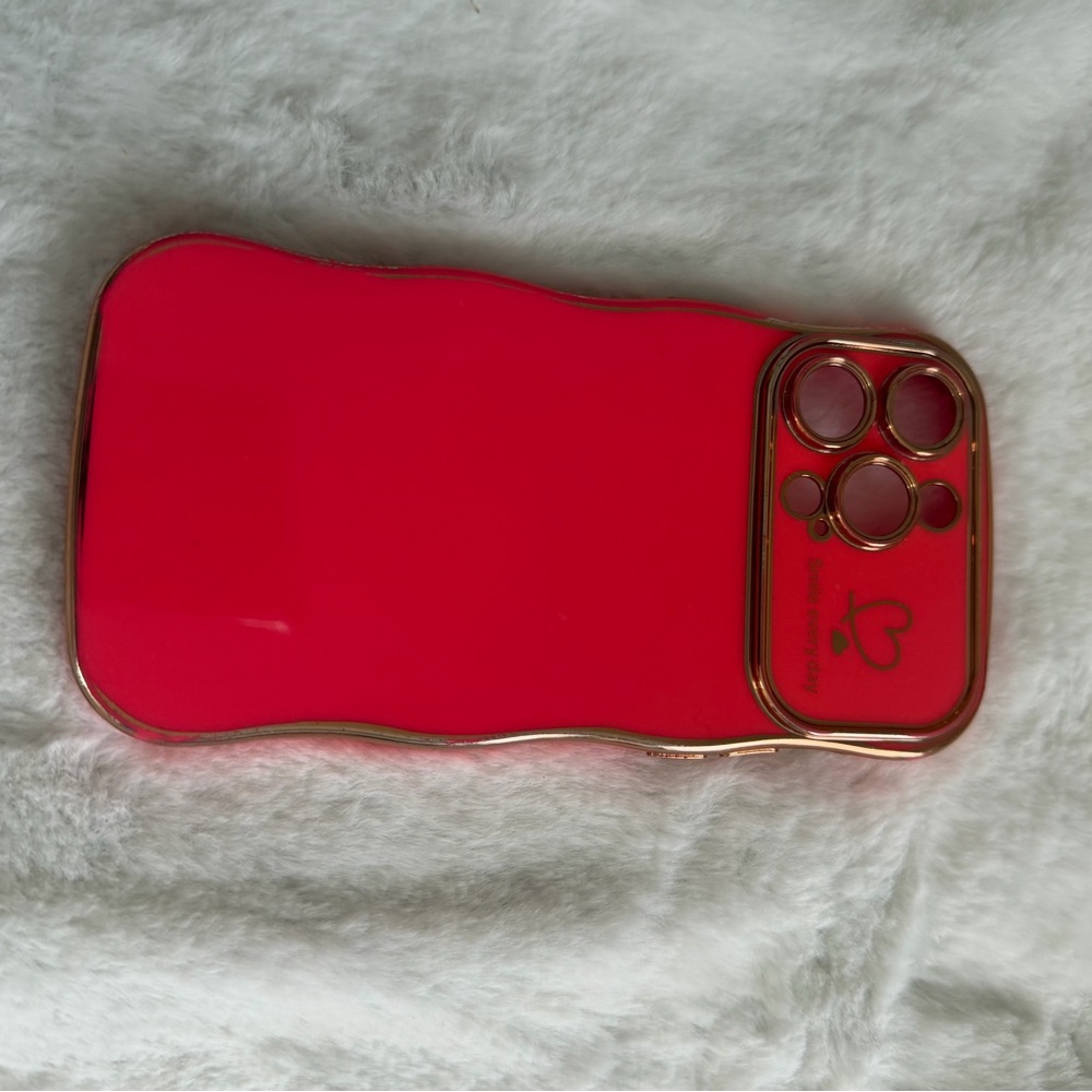 Vibrant pink is Phone Case with Gold Trim 14 pro max size